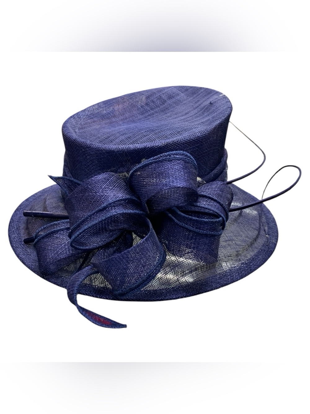 Elegant Navy Sinamay Straw Hat